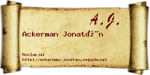 Ackerman Jonatán névjegykártya